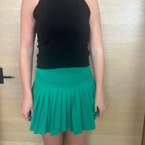 Green Pleated Skirt